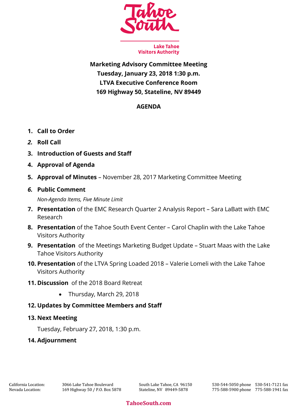 Marketing Agenda January 23