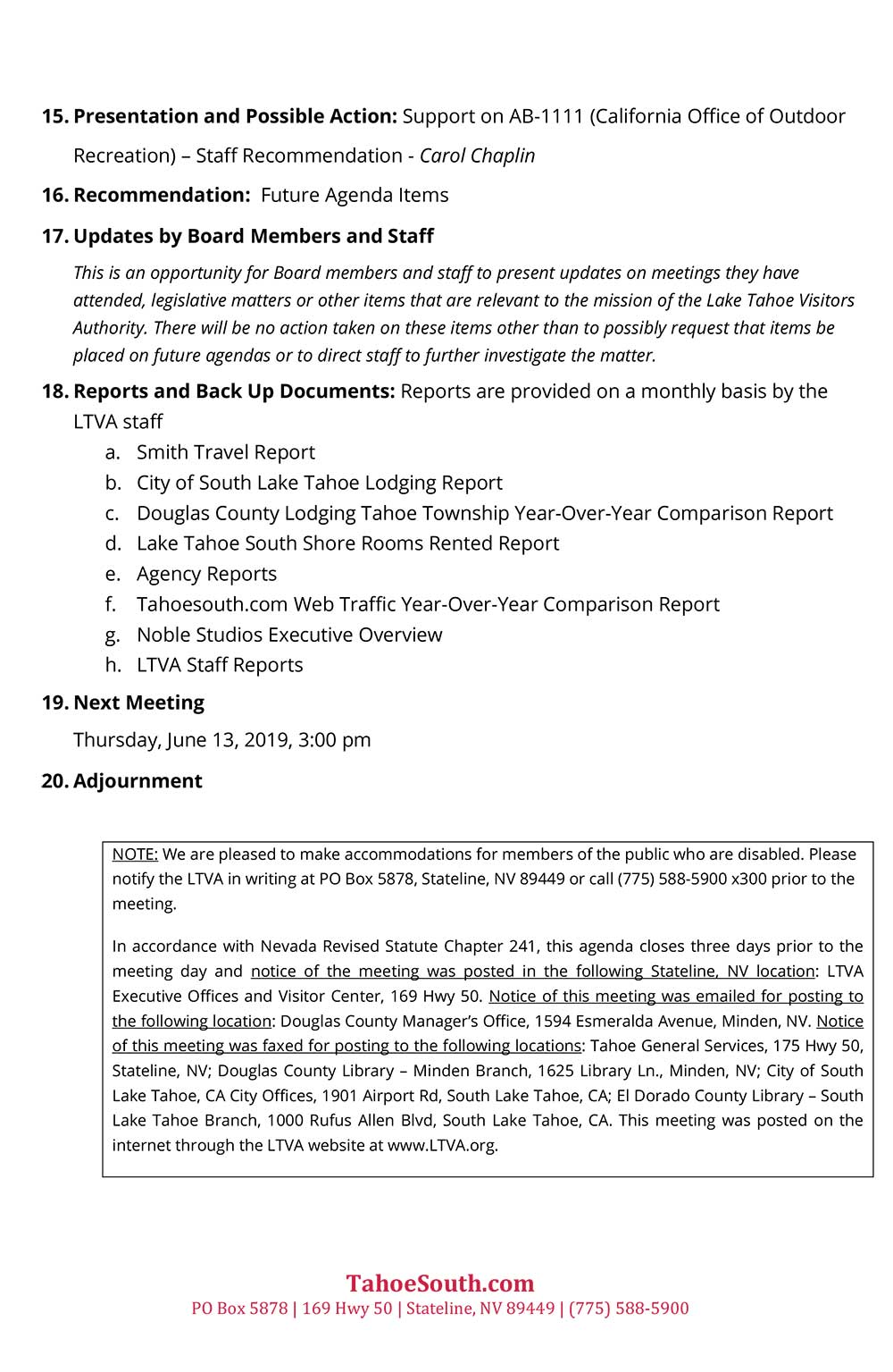 LTVA Board of Directors Agenda 2