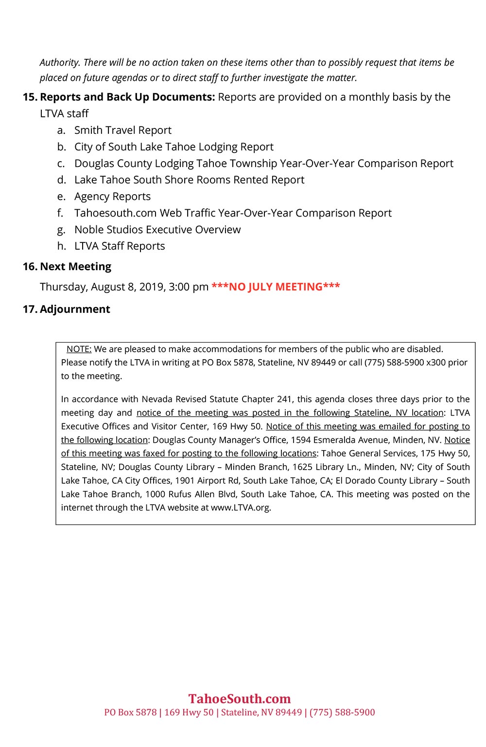 LTVA Board of Directors Meeting Agenda 2