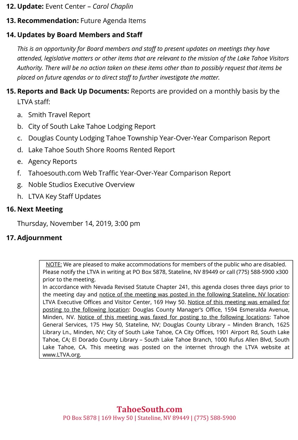 LTVA Board of Directors Agenda 2