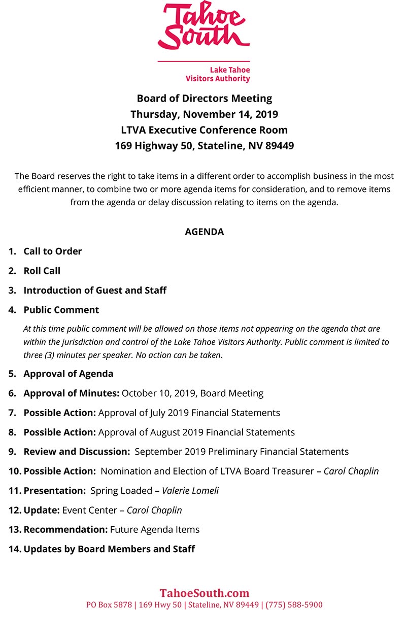 LTVA Board of Directors Agenda 1