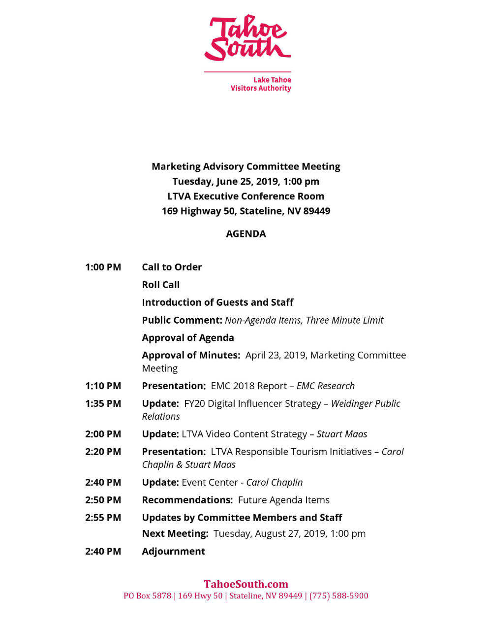 Marketing Agenda June 25