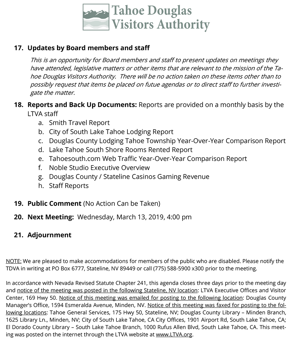 TDVA Agenda Feb 2