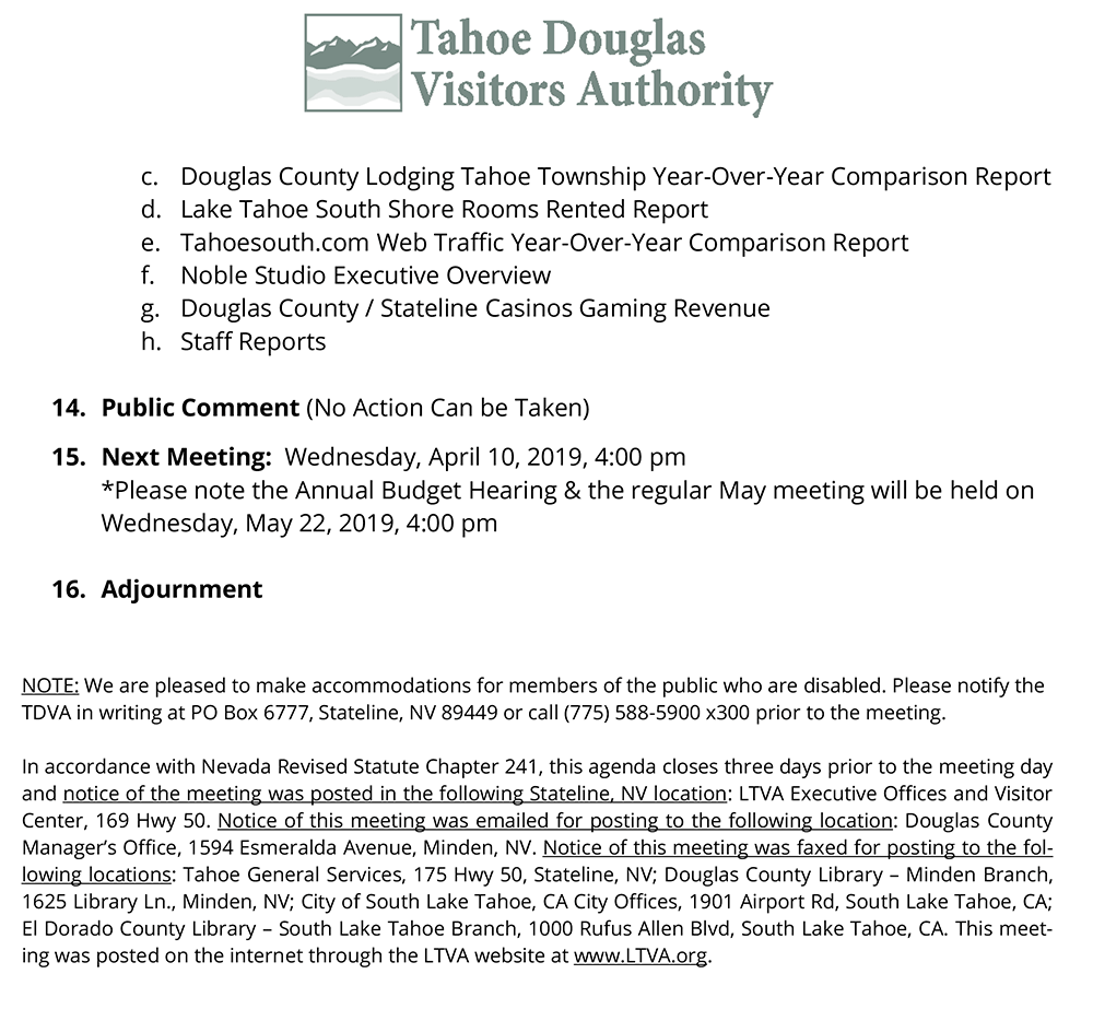 TDVA Agenda March 2