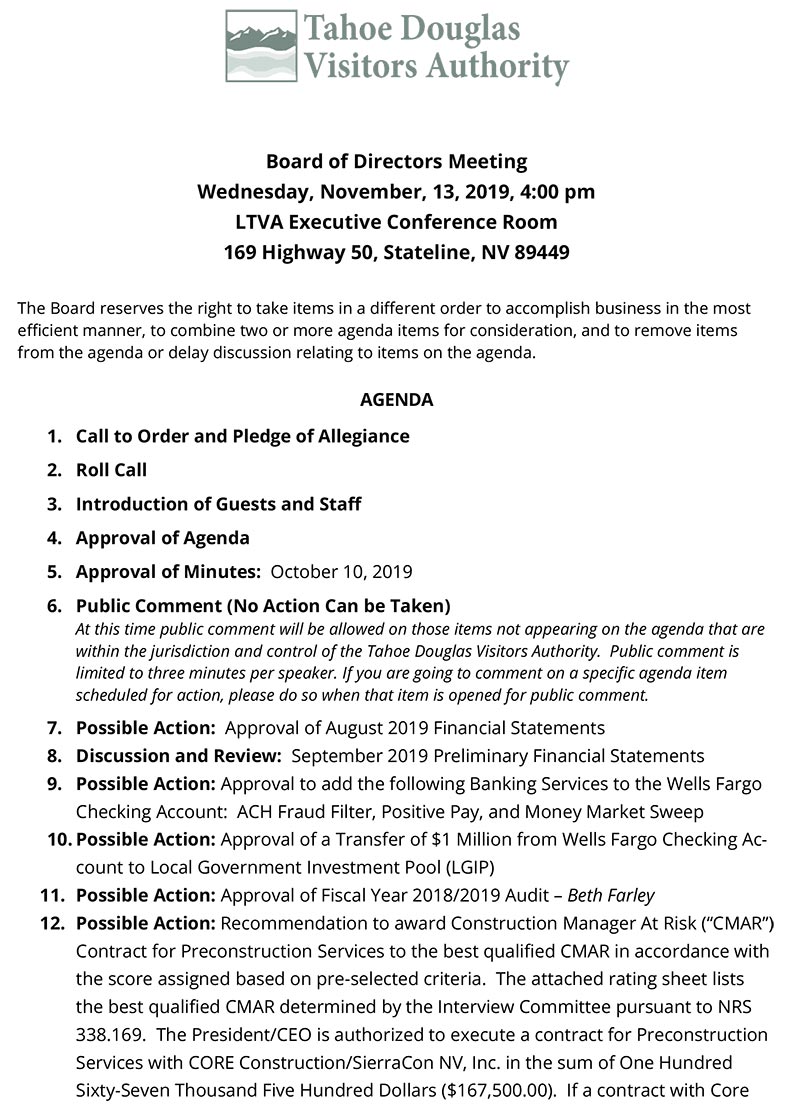 TDVA Agenda 1