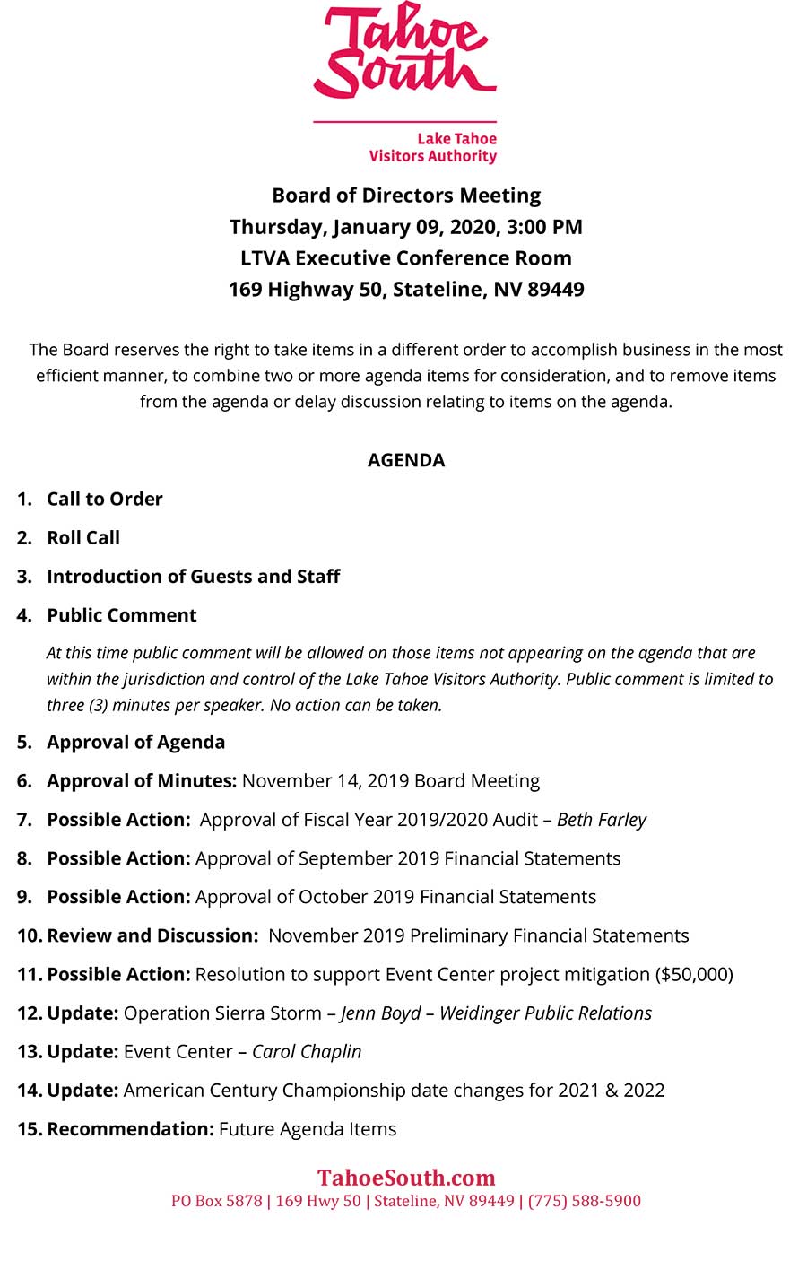 LTVA Board of Directors Meeting - 1