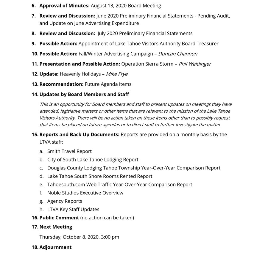 LTVA Board of Directors Agenda 2