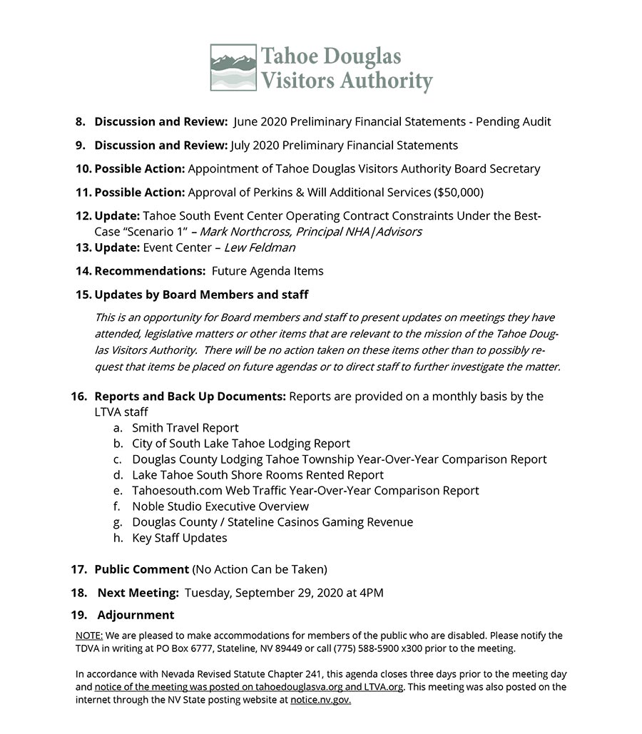 TDVA Agenda 2
