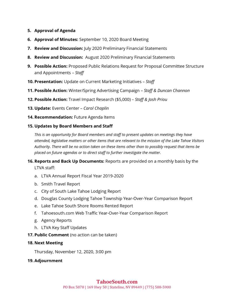 LTVA Board Agenda 2