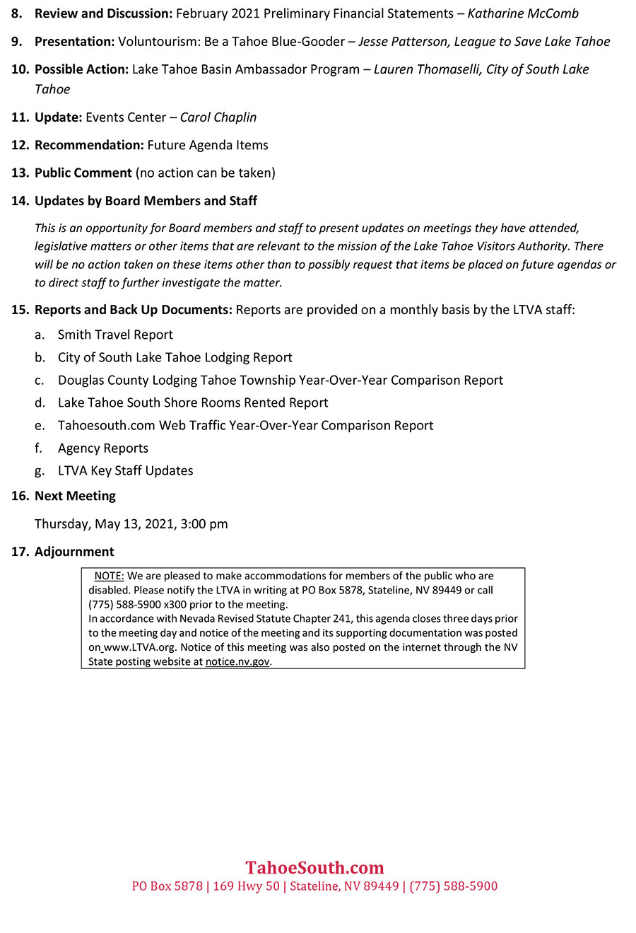 LTVA Board of Directors Agenda pg 2